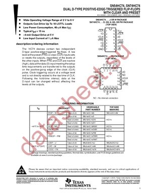 SN74HC74DTE4 datasheet  